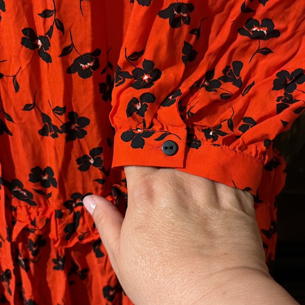 Next Red Floral Ruffle Dress - Picture 6 of 9